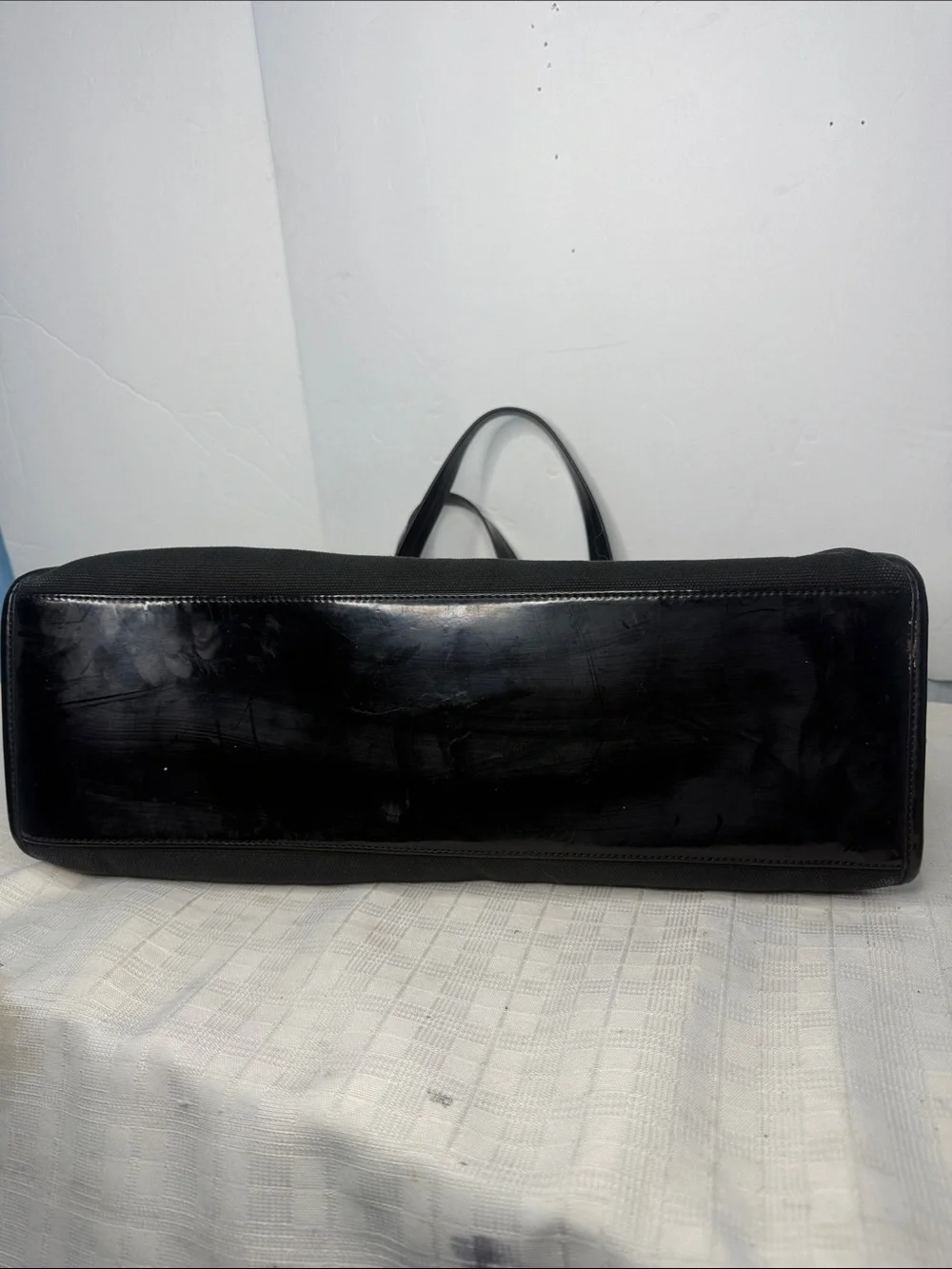 Classic Black Canvas Tote Bag with Leather Handles